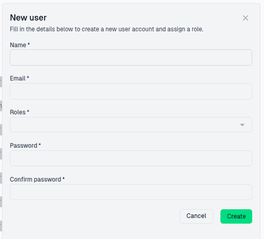 Add new account form