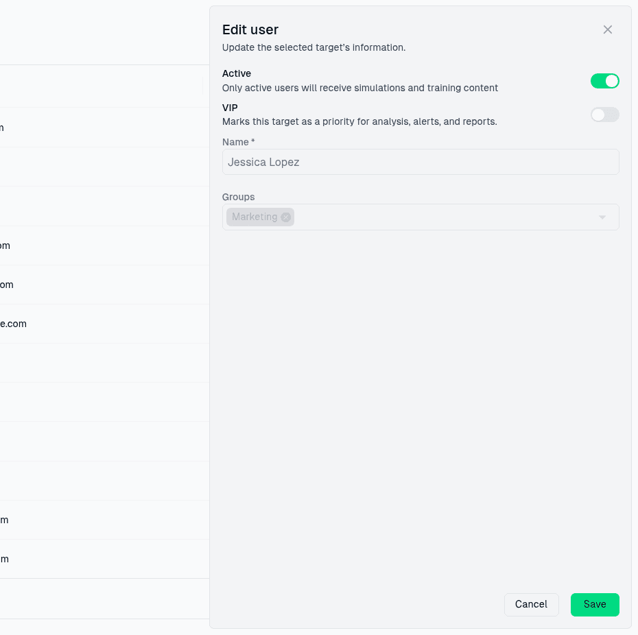 Edit user form