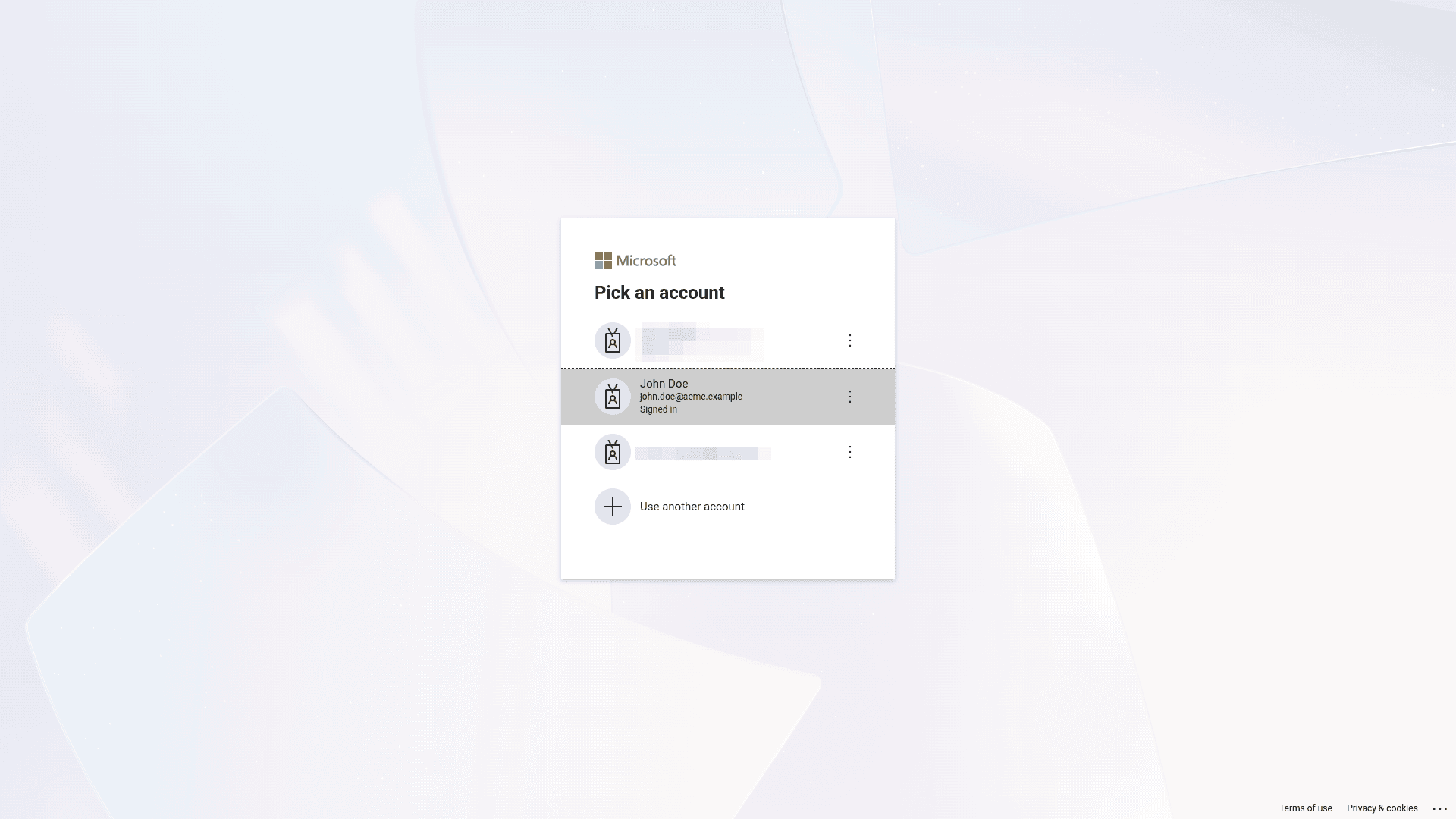 Microsoft Account Select