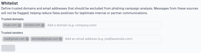 Whitelist settings