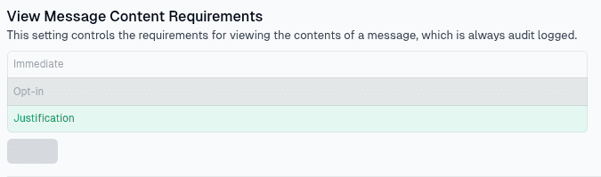 View Message Content Requirements settings
