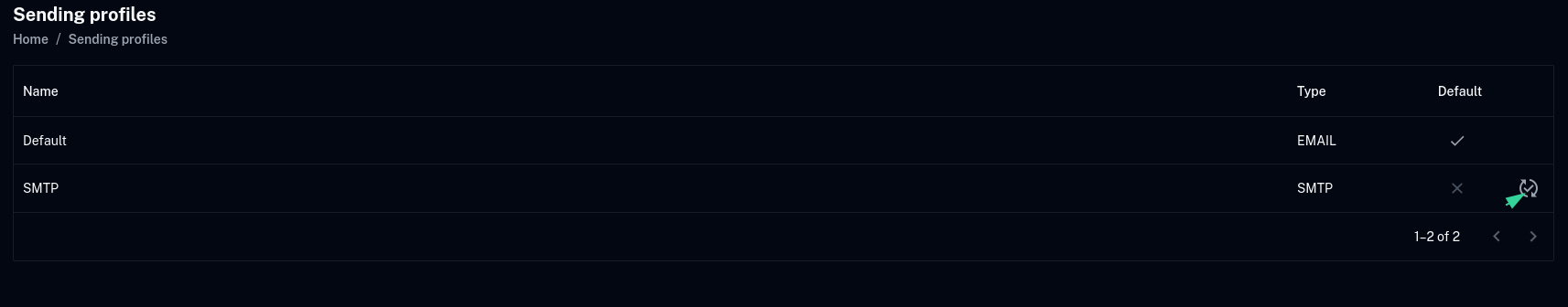 Select default sending profile